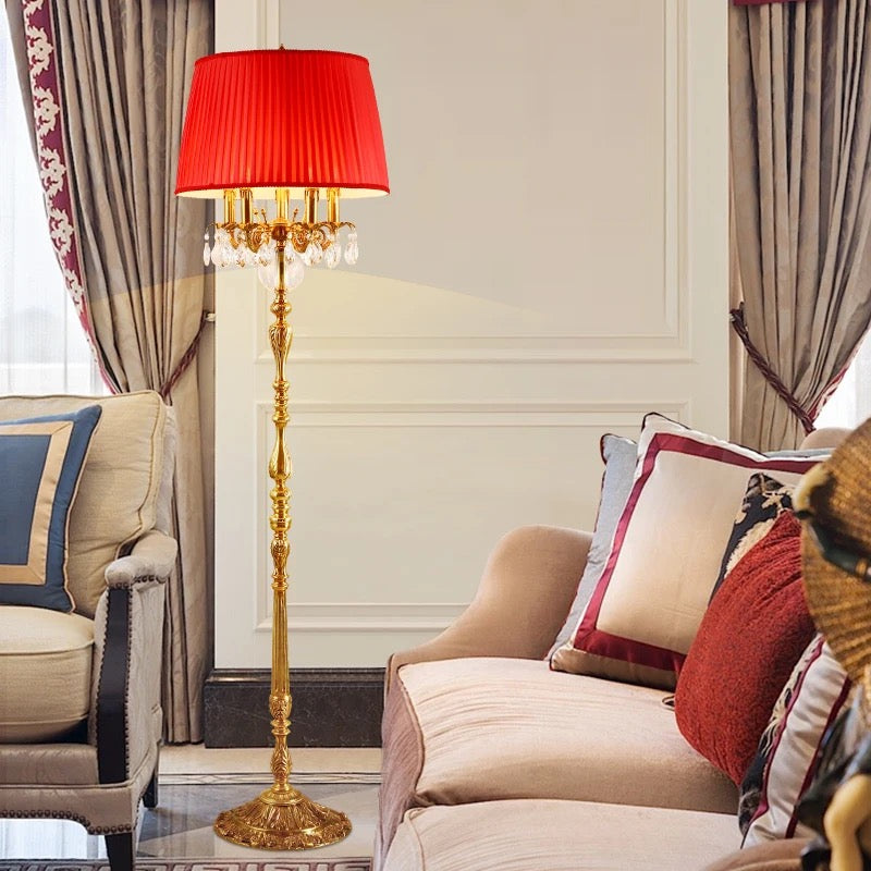 French Baroque Antique Design Stand Lamp Red Gold Luxury Living Room, Bedroom, Office  Led Floor Lamp