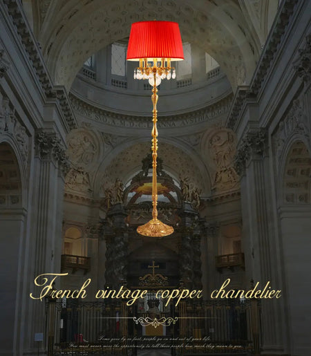 French Baroque Antique Design Stand Lamp Red Gold Luxury Living Room, Bedroom, Office  Led Floor Lamp