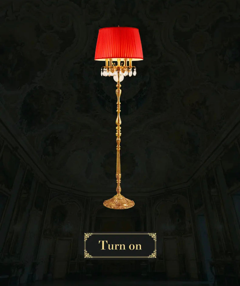 French Baroque Antique Design Stand Lamp Red Gold Luxury Living Room, Bedroom, Office  Led Floor Lamp