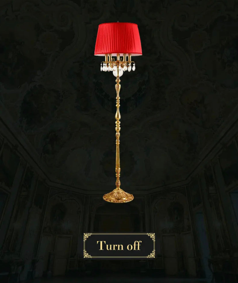 French Baroque Antique Design Stand Lamp Red Gold Luxury Living Room, Bedroom, Office  Led Floor Lamp