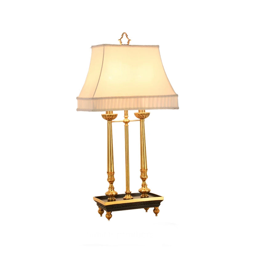 French Antique Table Lamp Copper Retro Desk Lamp Luxury Bedroom Bedside Living Room Table Lamps