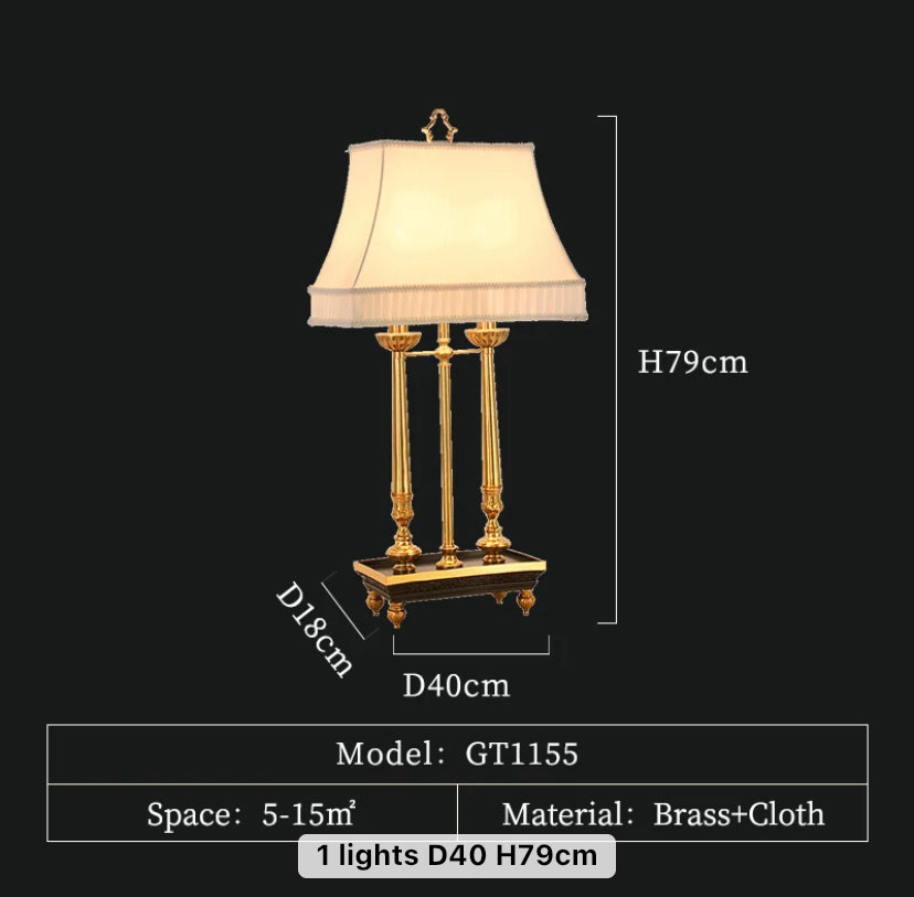 French Antique Table Lamp Copper Retro Desk Lamp Luxury Bedroom Bedside Living Room Table Lamps