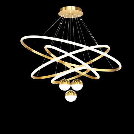 Home Decor 4 Rings High Ceiling Light Led Round Modern Living Room Dining Room Nordic Pendant Light