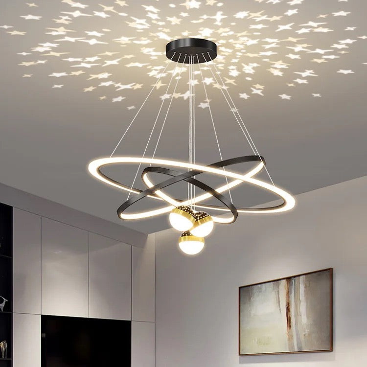 Home Decor 4 Rings High Ceiling Light Led Round Modern Living Room Dining Room Nordic Pendant Light