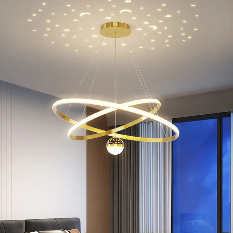 Home Decor 4 Rings High Ceiling Light Led Round Modern Living Room Dining Room Nordic Pendant Light