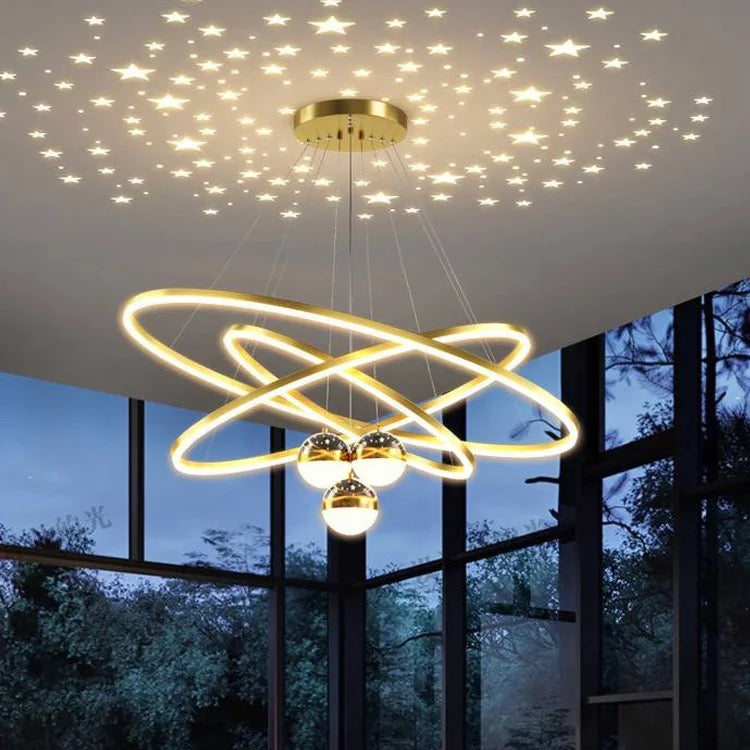 Home Decor 4 Rings High Ceiling Light Led Round Modern Living Room Dining Room Nordic Pendant Light