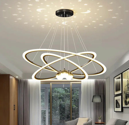 Home Decor 4 Rings High Ceiling Light Led Round Modern Living Room Dining Room Nordic Pendant Light