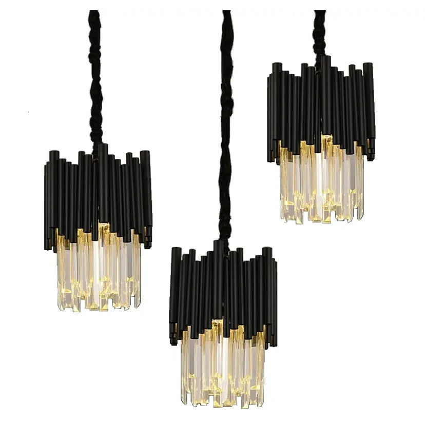 Post Modern Minimalist Dining Room Lamp Indoor Lighting Villa Black and Gold Large Crystal Chandelier