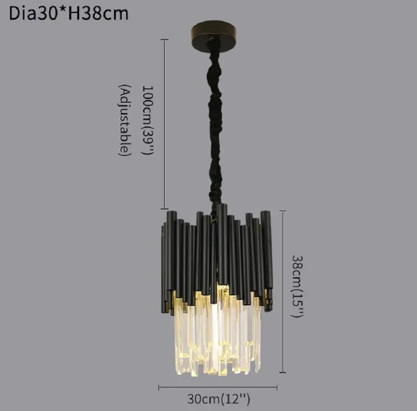 Post Modern Minimalist Dining Room Lamp Indoor Lighting Villa Black and Gold Large Crystal Chandelier