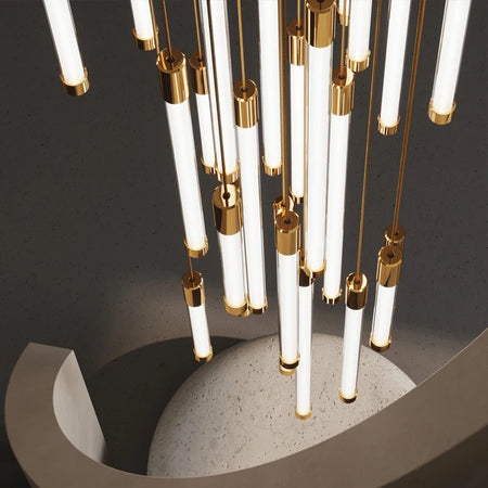 Staircase Chandelier Stainless Steel Glass Tube Decorative Luxury Modern Led Chandelier Light