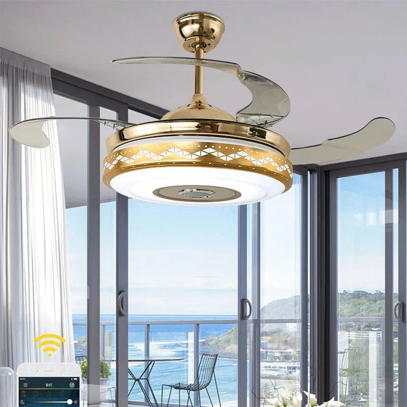 Modern Ventilation Fans Indoor Living Room, Dining Room Enclosed Ceiling Fans Lights