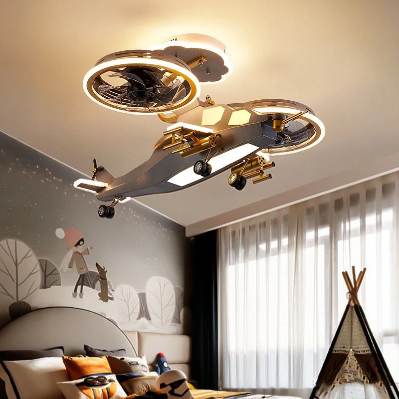 Modern Ventilation Fans Indoor Bedroom Ceiling Fan Light Children Bedroom Led Aircraft Ceiling Fan