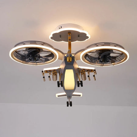 Modern Ventilation Fans Indoor Bedroom Ceiling Fan Light Children Bedroom Led Aircraft Ceiling Fan