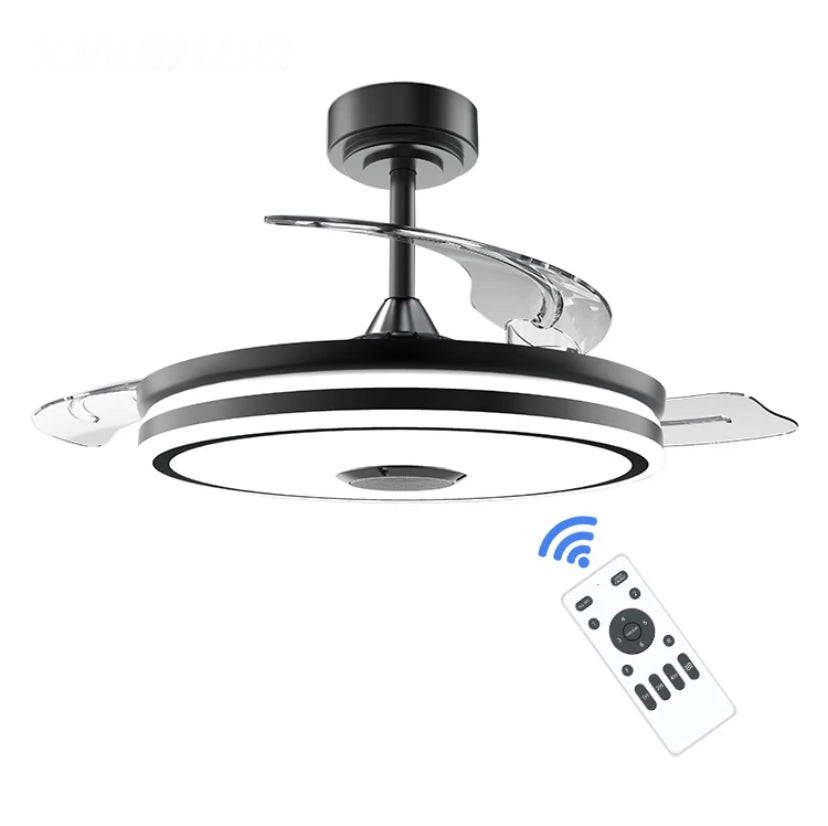 Modern Ventilation Fans Bedroom, Dining Room Bluetooth Speaker LED Ceiling Fan 42 Inch Remote Control