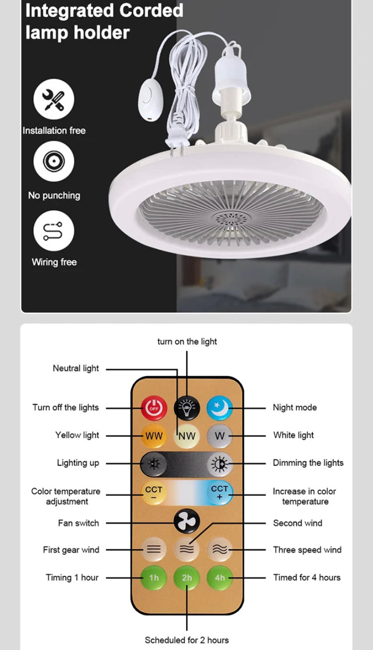 Modern Smart Invisible Fan All-in-one Living Room, Dining Room Electric Ceiling Fan Lights