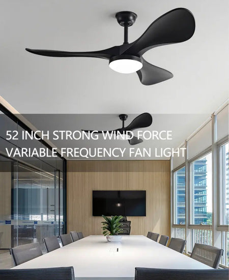 Modern Simple Ventilation Fans 52 Inch Home. Hotel Living, Dining Room Remote Control Led Ceiling Fan Light