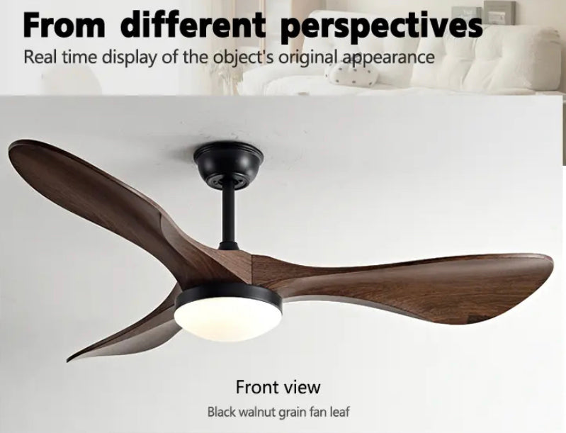 Modern Simple Ventilation Fans 52 Inch Home. Hotel Living, Dining Room Remote Control Led Ceiling Fan Light