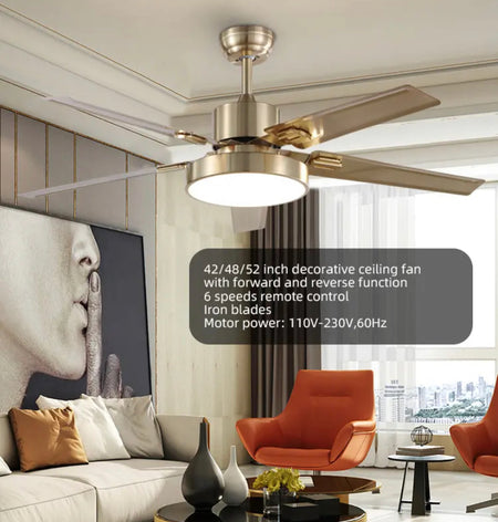 Modern Ventilation Fans Interior Living Room, Dining Room, Bedroom Ceiling Fan Remote Control AC Ceiling Fan Light