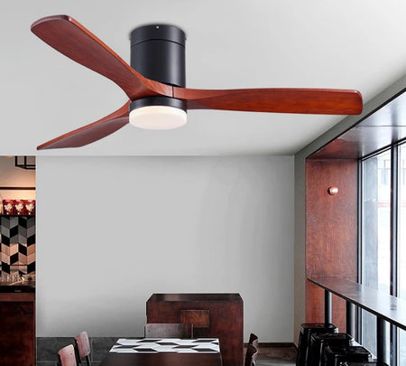 Modern Ventilation Fans Dining Room, Living Room , Bedroom Solid Wood Blade Ceiling Fan With LED Light