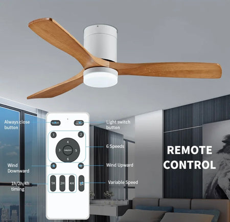 Modern Ventilation Fans Dining Room, Living Room , Bedroom Solid Wood Blade Ceiling Fan With LED Light