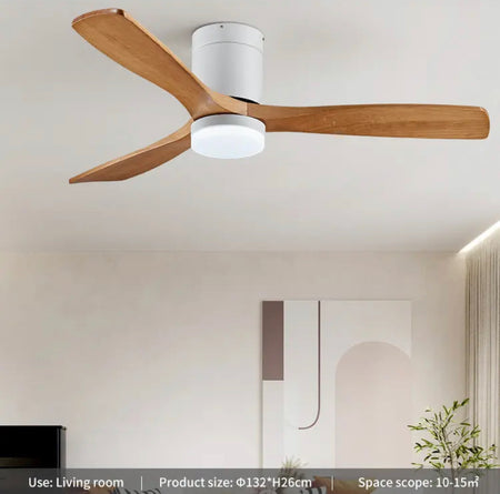 Modern Ventilation Fans Dining Room, Living Room , Bedroom Solid Wood Blade Ceiling Fan With LED Light