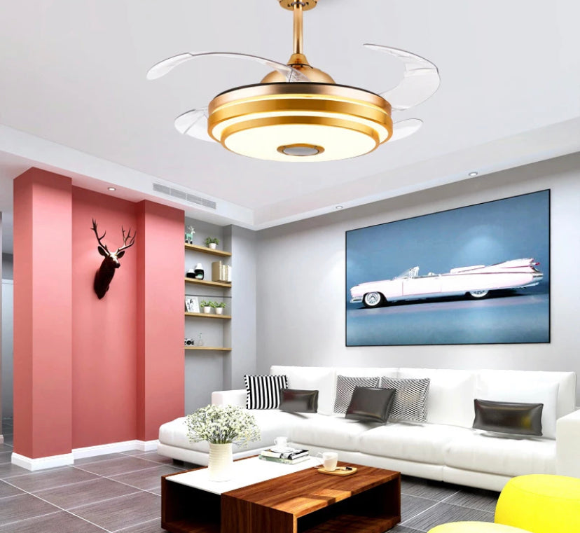 Modern Ventilation Fans Bluetooth 5ABS Fan Dininf Room, Kitchen, Living Room Ceiling Fan Led Light