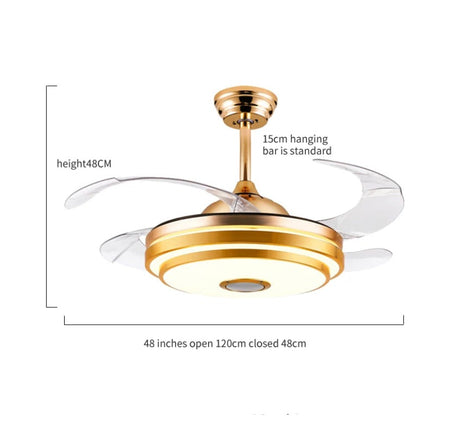 Modern Ventilation Fans Bluetooth 5ABS Fan Dininf Room, Kitchen, Living Room Ceiling Fan Led Light