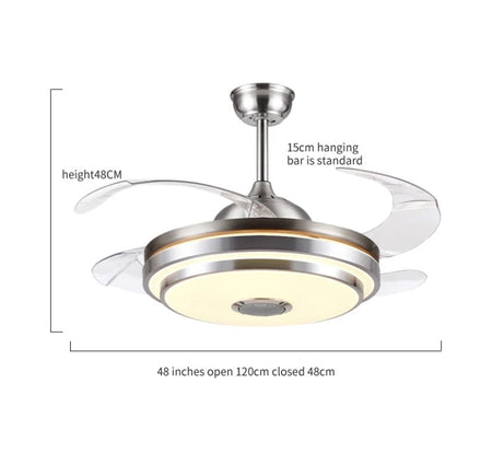 Modern Ventilation Fans Bluetooth 5ABS Fan Dininf Room, Kitchen, Living Room Ceiling Fan Led Light