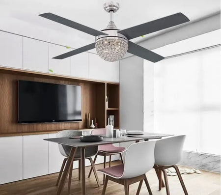 Modern Ventilation Fans American Ceiling Fan Style Living Room, Dining Room, Bedroom Crystal Ceiling Fan Lights