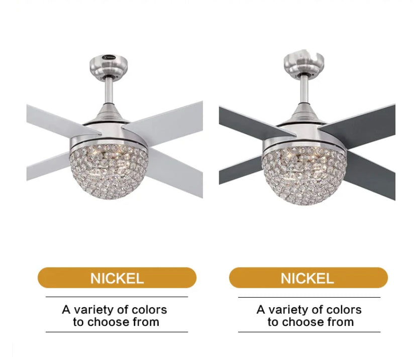 Modern Ventilation Fans American Ceiling Fan Style Living Room, Dining Room, Bedroom Crystal Ceiling Fan Lights