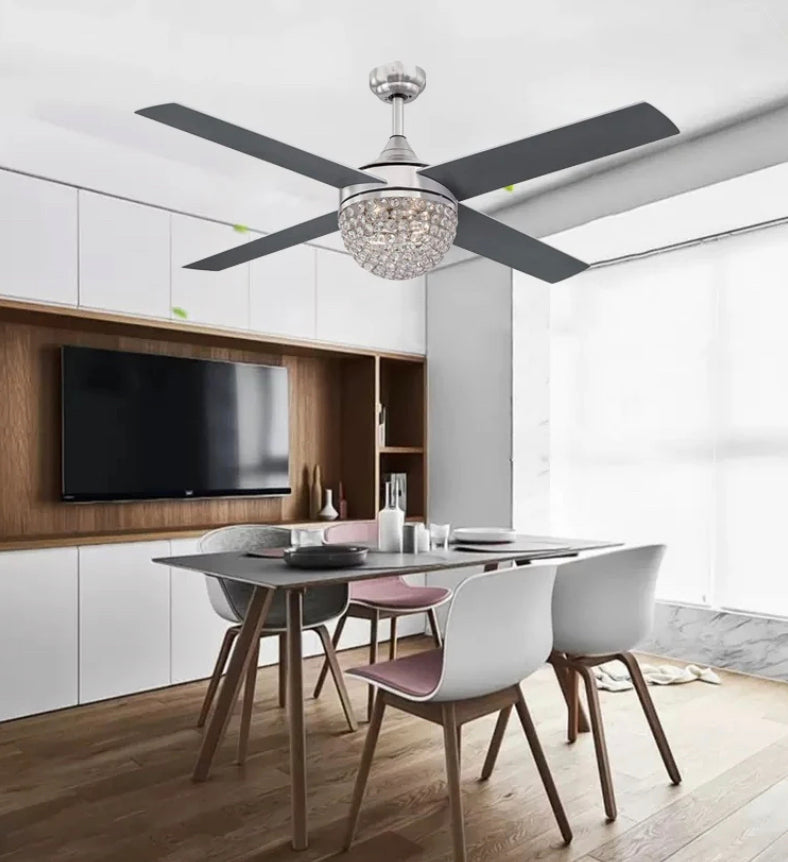 Modern Ventilation Fans American Ceiling Fan Style Living Room, Dining Room, Bedroom Crystal Ceiling Fan Lights