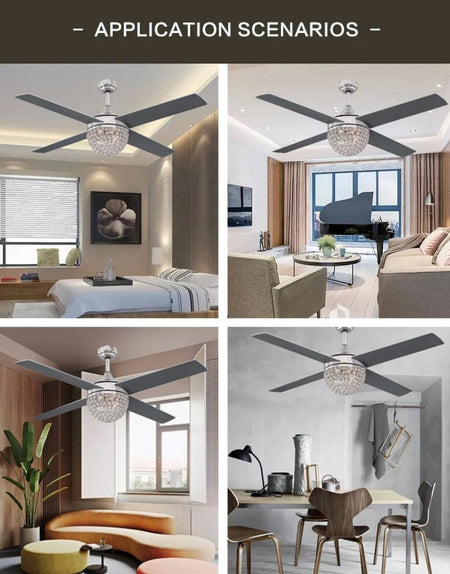 Modern Ventilation Fans American Ceiling Fan Style Living Room, Dining Room, Bedroom Crystal Ceiling Fan Lights