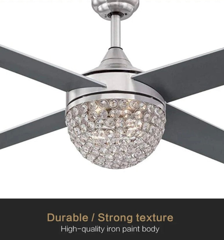 Modern Ventilation Fans American Ceiling Fan Style Living Room, Dining Room, Bedroom Crystal Ceiling Fan Lights