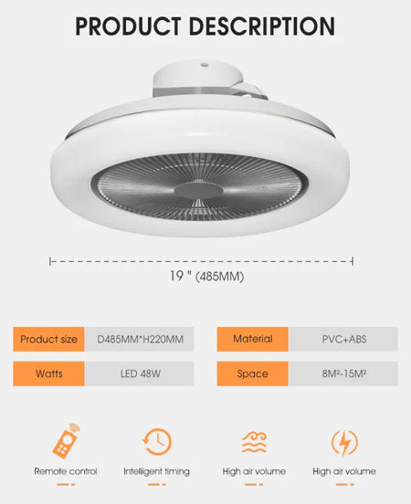 Vintage Ventilation Fans Indoor Low Noise Bedroom Living Room 220V Smart Led Ceiling Fan With Light