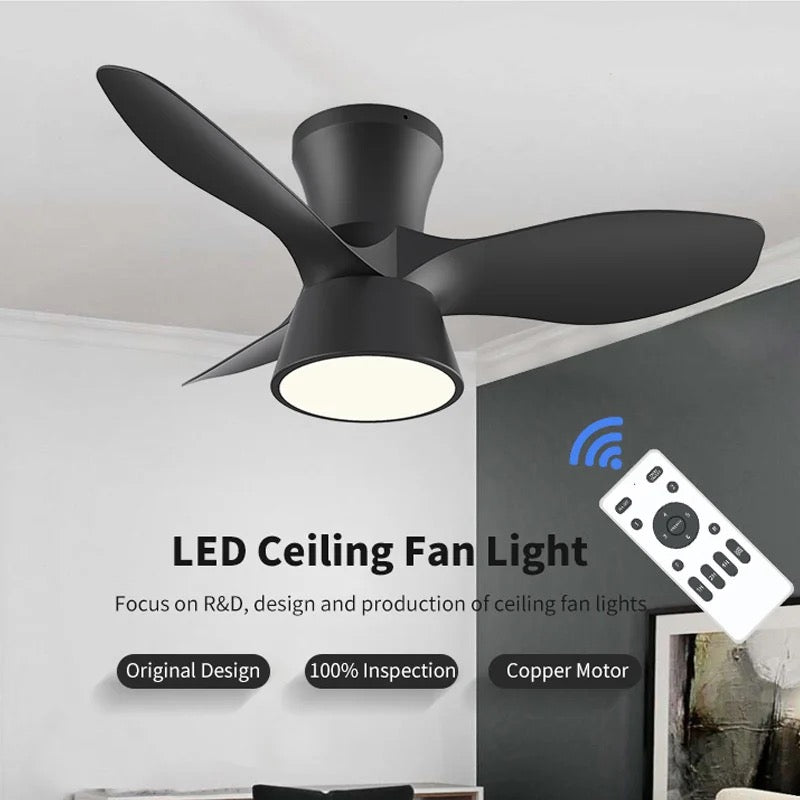 Modern Ventilation Fans 32 Inch 3 Blades With Remote Control Ceiling Light Household Office Ceiling Fan