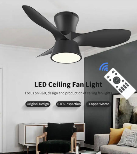 Modern Ventilation Fans 32 Inch 3 Blades With Remote Control Ceiling Light Household Office Ceiling Fan