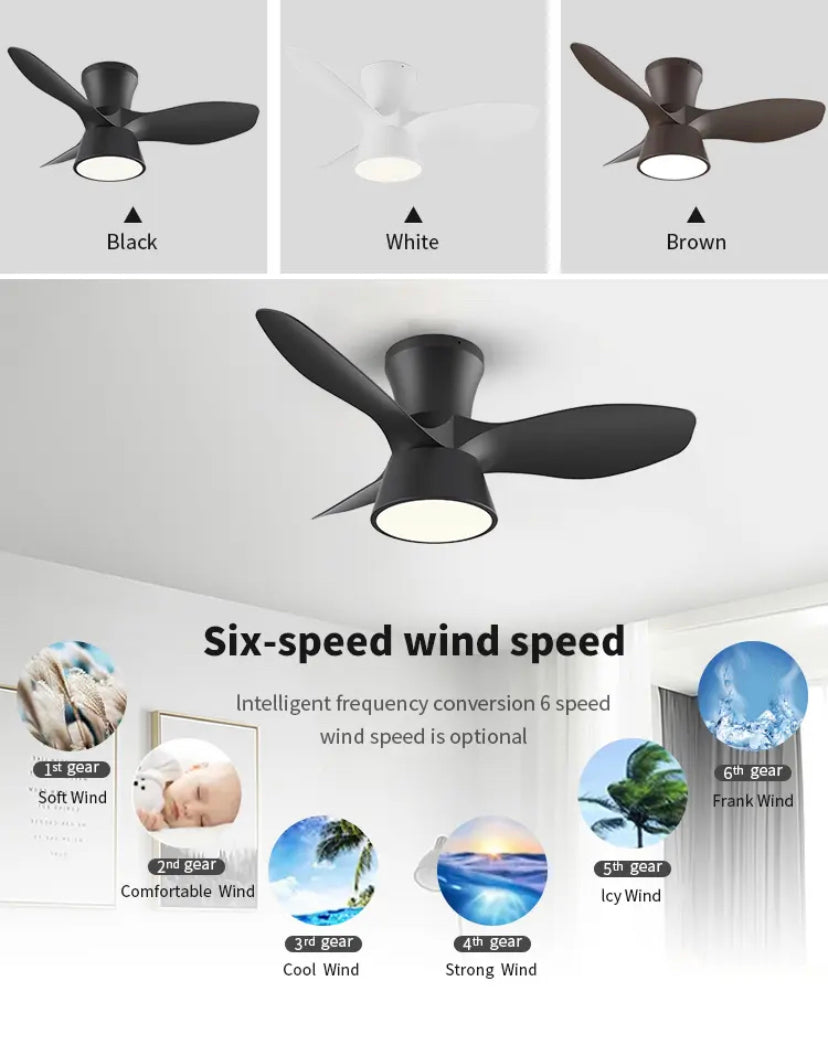 Modern Ventilation Fans 32 Inch 3 Blades With Remote Control Ceiling Light Household Office Ceiling Fan