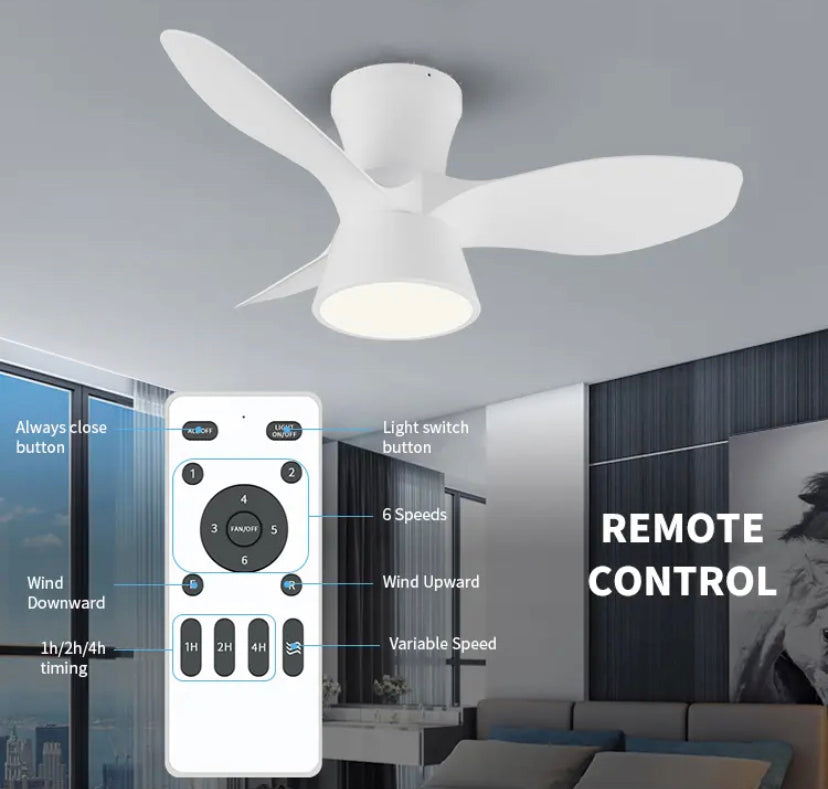 Modern Ventilation Fans 32 Inch 3 Blades With Remote Control Ceiling Light Household Office Ceiling Fan