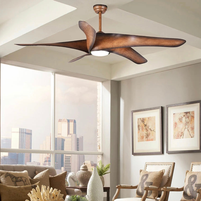 Designer Ventilation Fans American Creative Ceiling Fan Living Room, Bedroom, Dining Room Big Size Fancy Wood LED Ceiling Fan