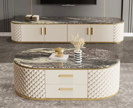 London Designer Modern Gold Frame Marble TV Stand Set Living Room Luxury Fernsehtisch Set