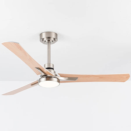 Nordic Style Ventilation Fans Living Room Dining Room Remote Control Double Side Plywood Blade Ceiling Fan With LED Light