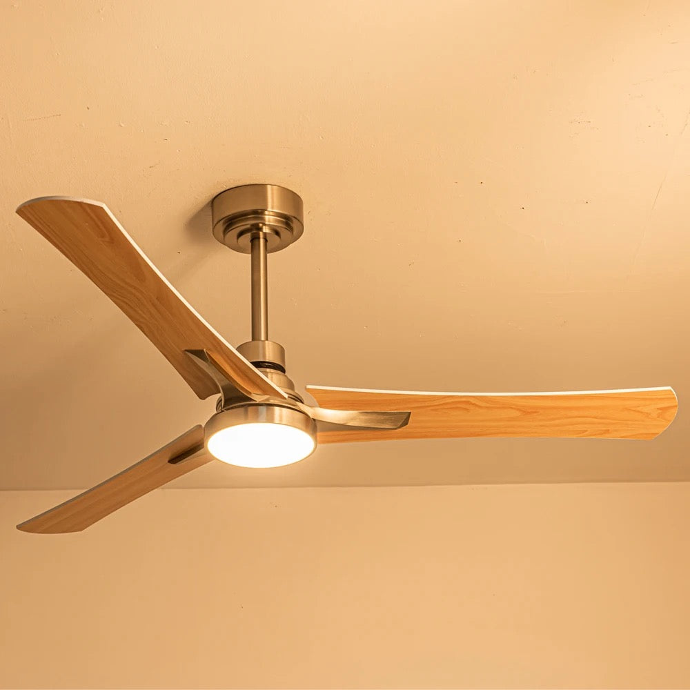 Nordic Style Ventilation Fans Living Room Dining Room Remote Control Double Side Plywood Blade Ceiling Fan With LED Light