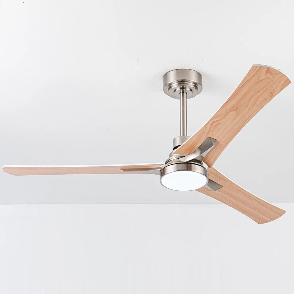 Nordic Style Ventilation Fans Living Room Dining Room Remote Control Double Side Plywood Blade Ceiling Fan With LED Light