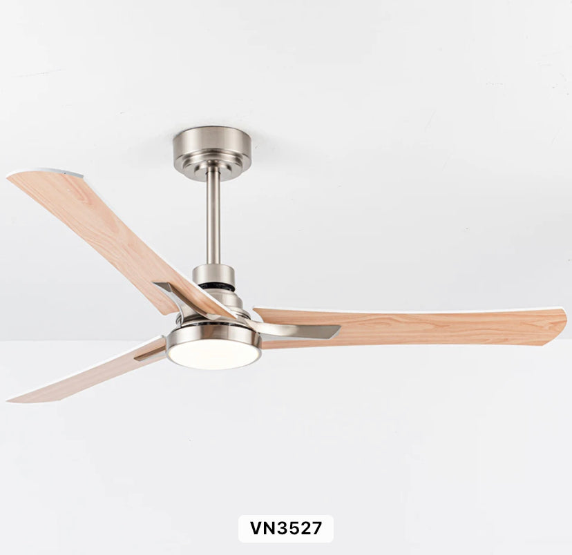 Nordic Style Ventilation Fans Living Room Dining Room Remote Control Double Side Plywood Blade Ceiling Fan With LED Light