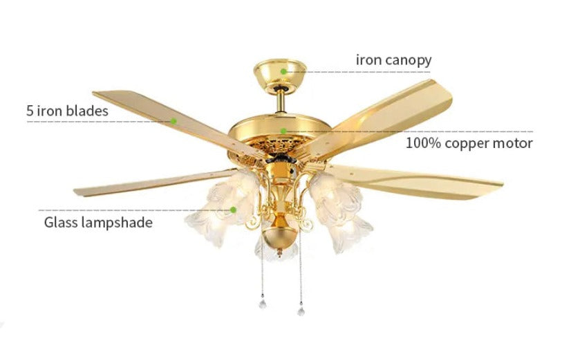 Modern Ventilation Fans American Remote Control Ceiling Fan Living Room Dining Room Fan Light