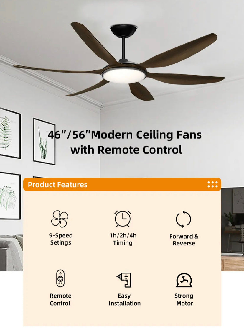 Modern Ventilation Fans Indoor American Style Led Ceiling Fan Light Luxury Bedroom, Living Room, Dining Room Ceiling Fan