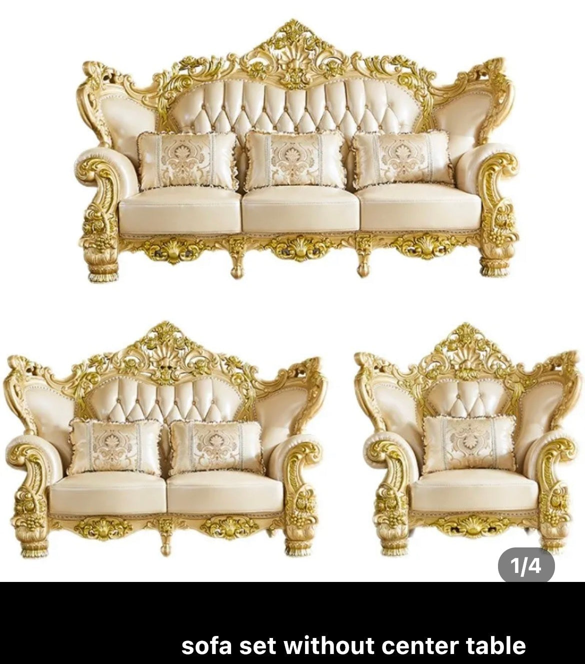 2023 New Arrival Antique European Sofa Baroque Style Classic Design Real Leather Sofa Set 