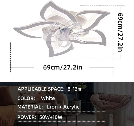 Modern Ventilation Fans Indoor Bedroom, Kitchen Remote Control 3 Color Ceiling Led Light Fans