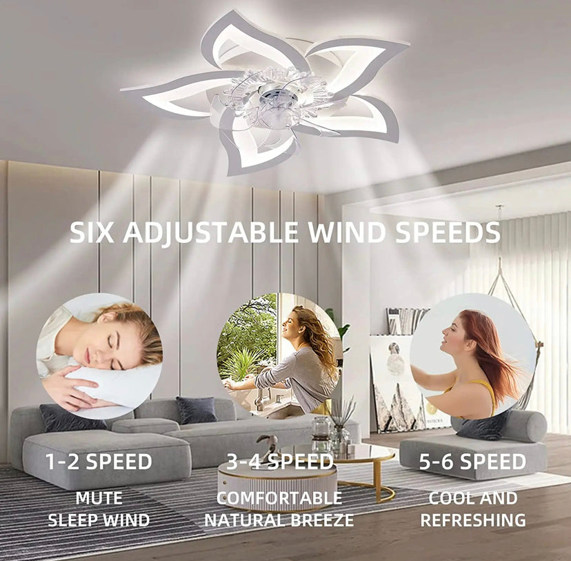 Modern Ventilation Fans Indoor Bedroom, Kitchen Remote Control 3 Color Ceiling Led Light Fans