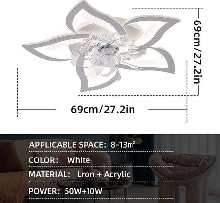 Modern Ventilation Fans Indoor Bedroom, Kitchen Remote Control 3 Color Ceiling Led Light Fans